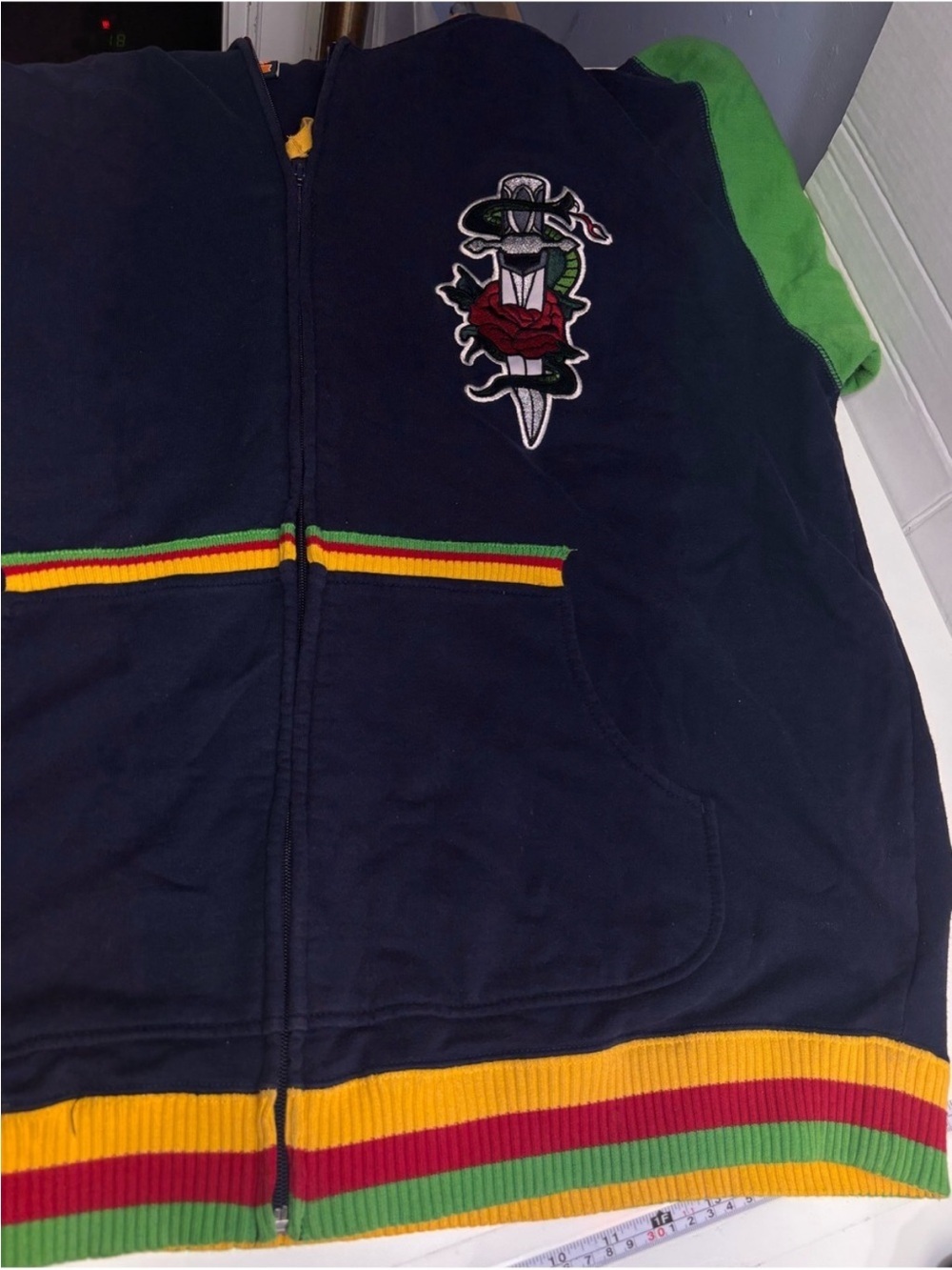 Vintage SOHK School of Hard Knocks Colorblock Zip-Up Hoodie Y2K Streetwear XL - Picture 4 of 11